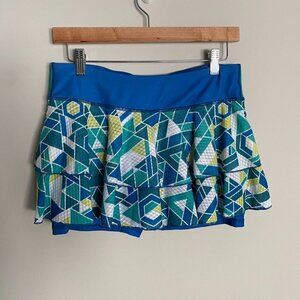 Solfire Mini Skort Womens Medium M Geometric Tennis Active Ruffle